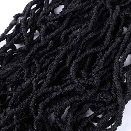 24 Inch Soft Locs Crochet Hair Pre Looped 6 Packs Faux Locs Crochet Braids Goddess Locs Dreadlocs Synthetic Hair For Black Women (1B, 24 Inch (Pack of 6))