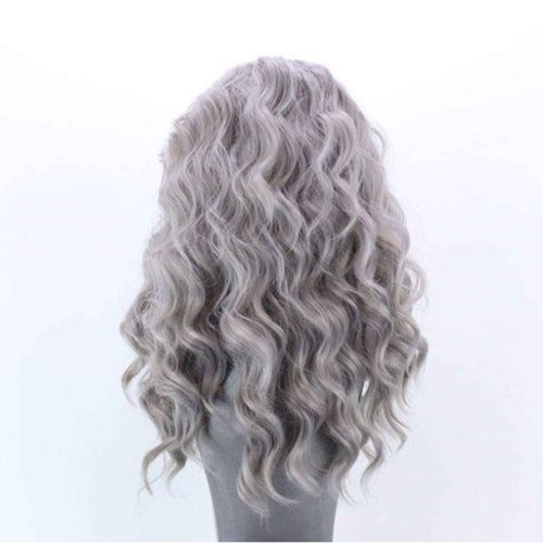 RONGDUOYI Silver Short Bob Lace Front Wigs for Women Glueless Body Wave Synthetic Heat Resistant Fiber Hair Wig 16 Inch Free Part Silver Grey Bob Wig Daily Use Cosplay Wig