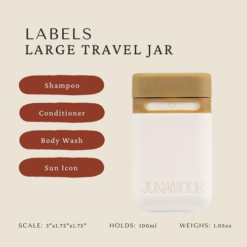 Junamour Leakproof Travel Toiletry Bottles Set | Stackable TSA Approved Reusable Containers | 3 Sizes 3oz, 2oz, 1oz | Travel Size Bottles for Shampoo, Lotion, Toiletries (3 Large (3.4oz))