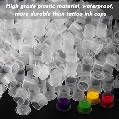 1000Pcs Tattoo Ink Caps Cups - Rayyl Tattoo Ink Cups with Base #14mm Clear Plastic Pigment Cups Disposable Tattoo Ink Caps Cups Container Cups for Tattoo Ink and Pigment... (1000pcs-14mm)