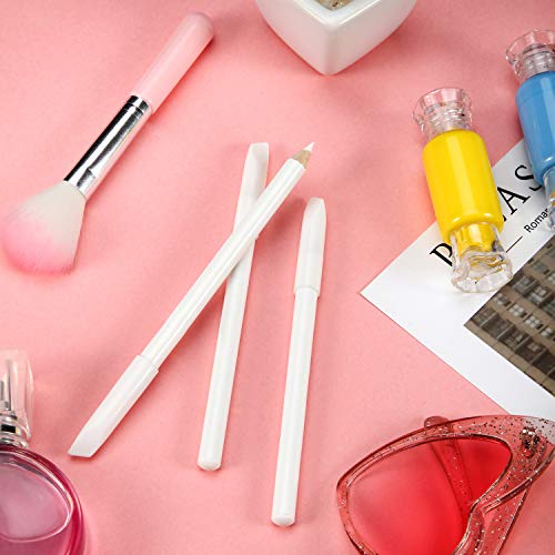 6 Pieces White Nail Pencils 2-In-1 Nail Whitening Pencils with Cuticle Pusher for French Manicure Supplies