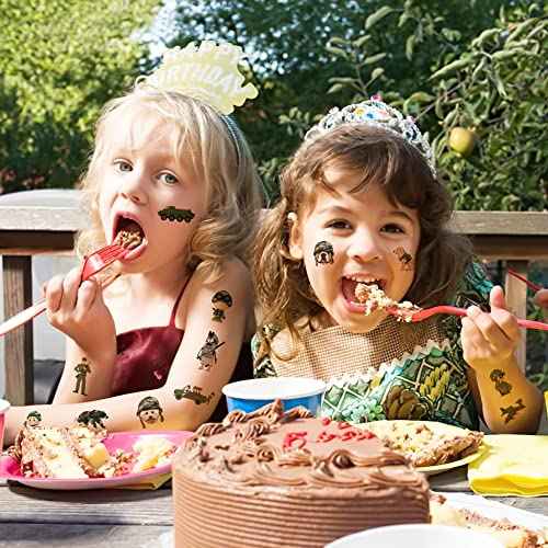 96PCS Camo Temporary Tattoos for Kids - Army Themed Birthday Party Favors, Cute Stickers for Boys & Girls, Fun Gifts, Classroom Prizes, Christmas Party Decorations