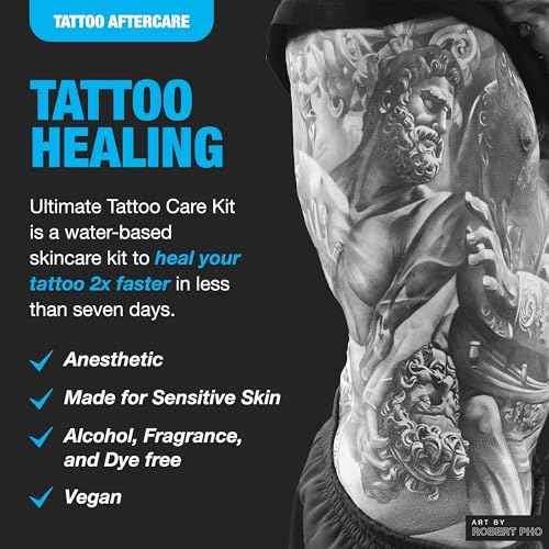 H2Ocean Ultimate Tattoo Care Kit for a Faster Heal - Tattoo Skincare Regimen - 1.7 oz Blue Green Foam Soap, 2.5 oz Ocean Care Skin Moisturizing Cream & 2 oz Ocean Foam Skin Moisturizing Soap