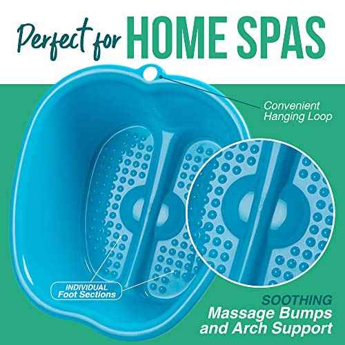 Foot Soaking Bath Basin ? Large Size for Soaking Feet | Pedicure and Massager Tub for at Home Spa Treatment | Callus, Fungus, Dead Skin Remover, Blue