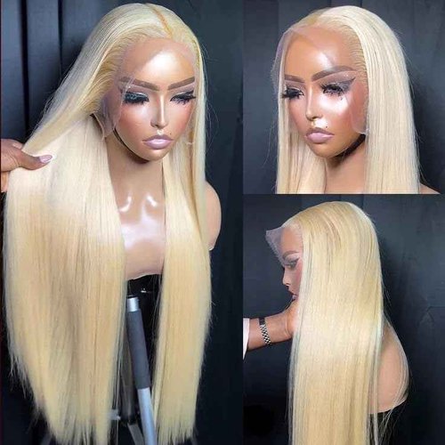 613 Lace Front Wig Human Hair 13x6 Transparent Lace Straight 613 HD Lace Frontal Wig Blonde Wig Human Hair Pre Plucked with Baby Hair 20 Inch 200 Density