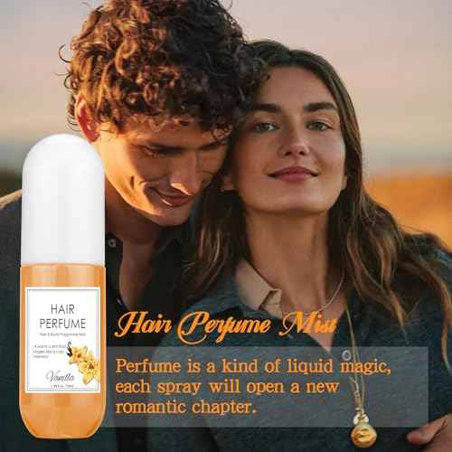 Hair Perfume for Women, Long Lasting Pheromone Perfume Spray Deodorizer Refresher, Fresh Warm Sweet Vanilla Fragrance, Nourishing and Hydrating Portable Daily Hair & Body Mist 50 mL