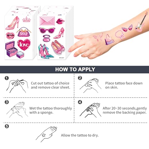 18 Sheets Pink Temporary Tattoos for Girls, 110+ Styles Hand Face Tattoo Stickers Party Favor Party Supplies Gift For Kid Boy Girl Adult Pretty Christmas Gift