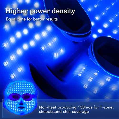 NEWKEY Blue light Therapy Mask for Face Acne, 7 Colors LED Acne Scar Spots Light Therapy Treatment with Silicone Eye Protector for Acne Prone Sensitive Skin and Blemishes Prevention,Plug-in