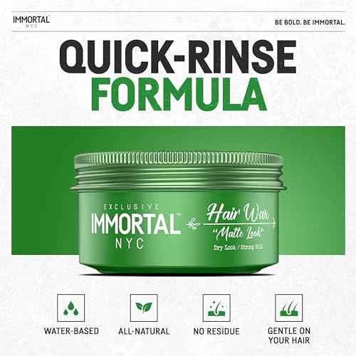 Immortal NYC Matte Look Hair Wax, 1, Provides strong hold, matte finish, natural look, extra volume, all-day control, and washes out easily.