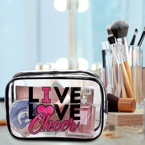 Abbylike 24 Pcs Cheer Gifts Cosmetic Bag 7 x 4.7 x 2.4'' Makeup Bag Cosmetic Toiletry Zipper Pouch Clear Zipper Case for Cheerleaders Women(Cheerleaders)