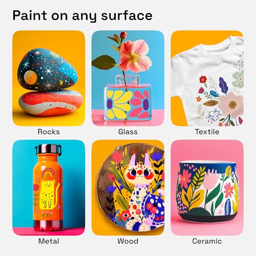 ARTISTRO 24 Dual Tip Brush + Fine Acrylic Paint Pens Ideal for Calligraphy - Paint Markers for Fabric, Rock, Glass, DIY - Stocking Stuffers, Christmas Gift Idea for Teens, Grandkids, Kids