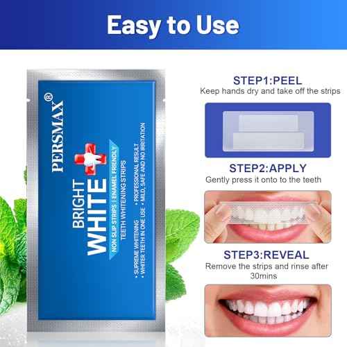 Teeth Whitening Strips ? Professional Dentist Approved, Gum-Safe Formula, 28 Non-Slip Strips Kit, 14 Treatment, Pain-Free Express Whitening in 30 Min, Easy to Use for Bright Smile