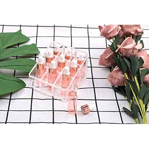 Furnido 35 Pack,1/6 oz(5ml) Pink Essential Oils Dropper Bottle,Empty Glass Sample Vials with Glass Tube,Rose-Golden Caps For Travel,Perfume Aromatherapy Liquid Container-Dropper&Funnel Included