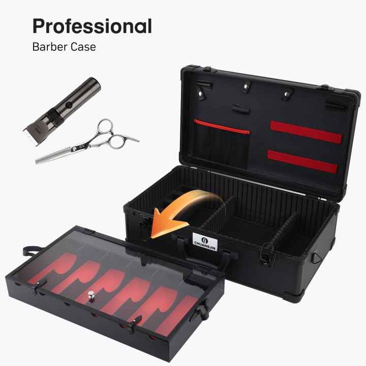 Large Barber Carrying Case, Hairdresser Tool Box Organizer Traveling Case, Portable Travel Barber Suitcase for Hair Stylist Pet Groomer Beauty Salon Makeup Artist