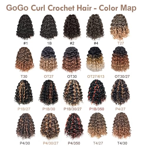 ToyoTress GoGo Curl Crochet Hair - 12 Inch 8 Packs Ombre Blonde Beach Curl Crochet Hair, Short Curly Ocean Wave Water Wave Deep Twist Crochet Braids Synthetic Braiding Hair Extensions (12 Inch,T4/27)