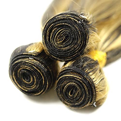 P1B27 Highlight Bundles Human Hair Honey Blonde Straight 3 Bundles 16 18 20 inch Brazilian Unprocessed 8A Virgin Remy Hair Extensions