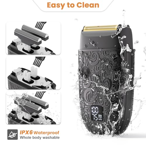 Bestauty Electric Foil Shaver for Men, Travel Razor with Enhanced Triple Head [Ultra-Close Shave], Wet & Dry Beard Shaver, Rechargeable and Cordless Bald Head Shaver, Gifts for Men Father's Day Gift