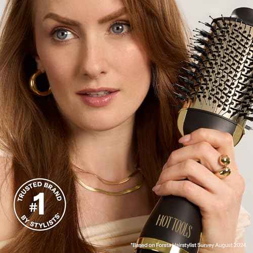 HOT TOOLS 24K Gold Blow Dryer Brush - Hot Air Brush for Salon-Worthy Volume in One Step - Volumizer with 24K Gold Technology for Fast Styling & Long-Lasting Results
