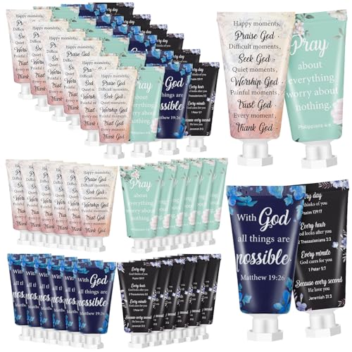 72 Pcs Christian Hand Cream Bulk for Women Breast Cancer Awareness Gifts Christian Gifts in Bulk Bible Mini Travel Size Lotion for Skin Dry Bible Verse Hand Lotion for Mom Grandma Christmas Holiday