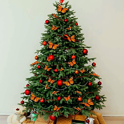 24 Pcs Monarch Butterfly Decorations Monarch Butterfly Hair Clips Feather Barrettes Clips Decor Artificial Fake Flying Creatures for Craft Cosplay Wedding Party, 4 Sizes(Orange)