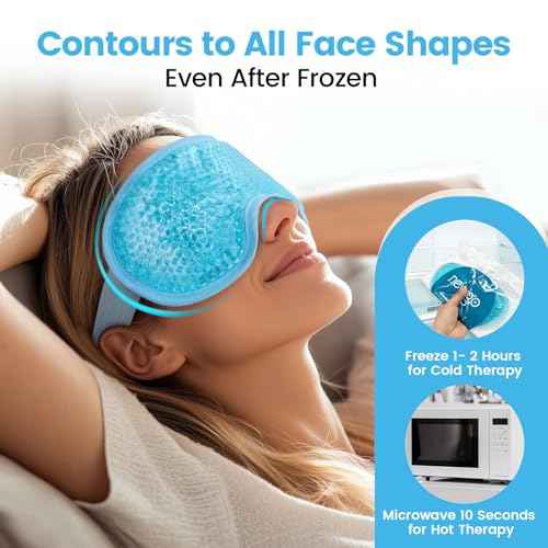 NEWGO Cooling Eye Mask for Puffy Eyes, Cold Eye Mask Eye Ice Pack for After Eyes Surgery, Tension Stress Relief, Itchy Eyes, Headaches, Dark Circles - Blue