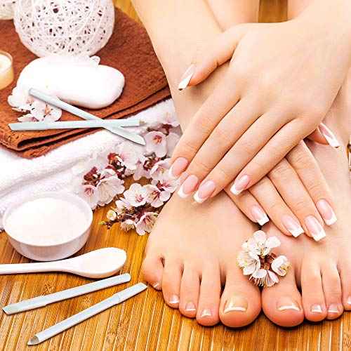 Maitys 10 Pieces White Nail Pencil 2-in-1 Whitening French Manicure Pencil Under Nail with Cuticle Pusher for Manicure Supplies Art DIY Tool