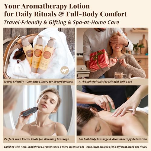 Frankincense & Lavender Aromatherapy Lotion ? Lightweight Moisturizer for Body & Massage, Gentle Warming Care with Resinous-Floral Aroma for Calming Self-Care Rituals, 3.4 fl oz / 100 ml