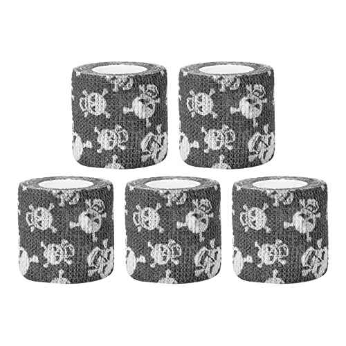 ATOMUS 5pcs 5cm * 1.8m Disposable Cohesive Self-adhesive Tattoo Grip Bandage Roll Mini Elastic Handle Grip Tube Cover Wrap (#01)