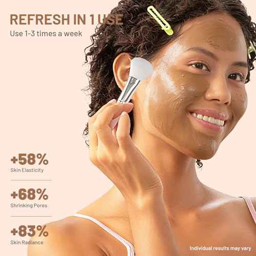 Large Pore Minimize Clay Mask, Mud Facial Mask with Sea Silt & HA - Canada Glacial Clay for Cleansing - Tightening - Pore-Purifying with Brush - Glass Skin Care Gift for Women Men, Red, 5.3 oz