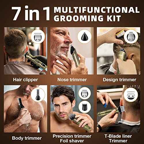 Ufree Beard Trimmer for Men, Electric Razor Shaver, Cordless Hair Clipper Shaving Kit for Mustache Body Nose Ear Hair Facial, Adjustable Beard Grooming Kit Birthday Gifts for Men
