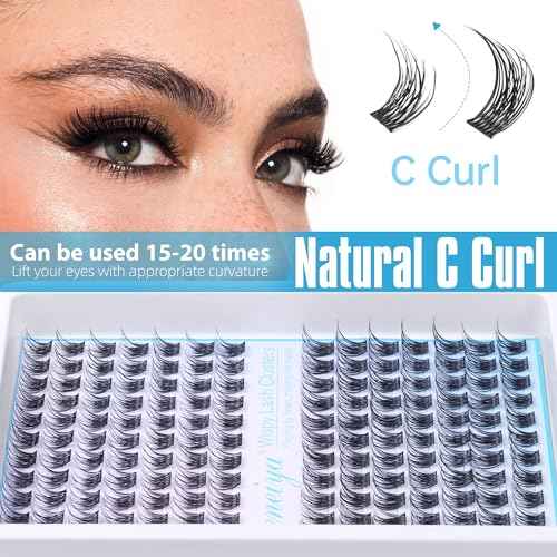 Short Lash Clusters Wispy C Curl Eyelash Clusters 10-12MM Individual Eyelashes Natural Cluster Eyelash Extensions Natural Looking Cluster Lashes by Geeneiya£¨154PCS, C Curl, 10-12mm)