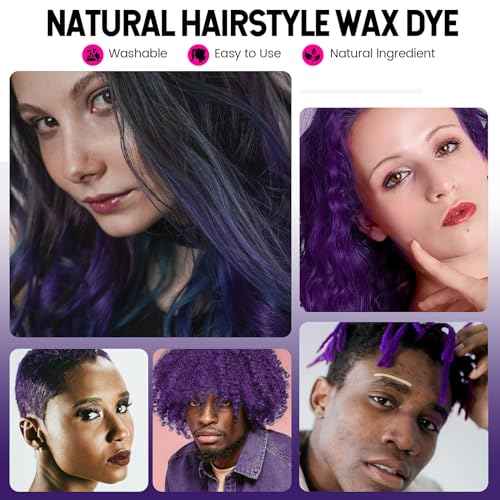 Purple Temporary Hair Dye Wax Natural Instant Hair Color Wax Pomades 4.23 oz,Hair Styling Clay for Party, Cosplay, Halloween,Christmas