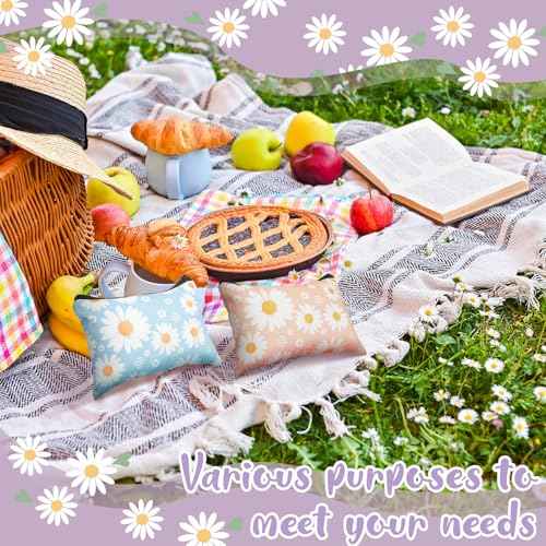 Kacctyen 10 Pcs Makeup Bags Bulk for Women Daisy Small Zipper Pouch Purse Canvas Cosmetic Bag Mini Pouch Gift for Housekeeping Week Employee Thanksgiving Christmas Teacher Mom Travel Storage Organizer