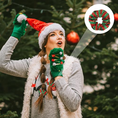 WILLBOND 25 Pcs Christmas Scrunchies for Women Red and Green Hair Accessories Bulk Holiday Plaid Velvet Soft Elastic Snowflake Ponytail Holder for Women Gifts(Novel Christmas Pattern)