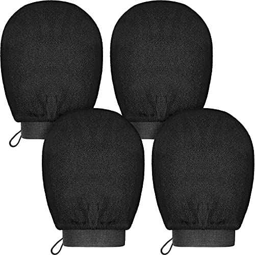 Tatuo 4 Pieces Korean Exfoliating Mitts Deep Exfoliating Gloves Body Scrubber for Bath Shower Dead Skin Remover Keratosis Pilaris