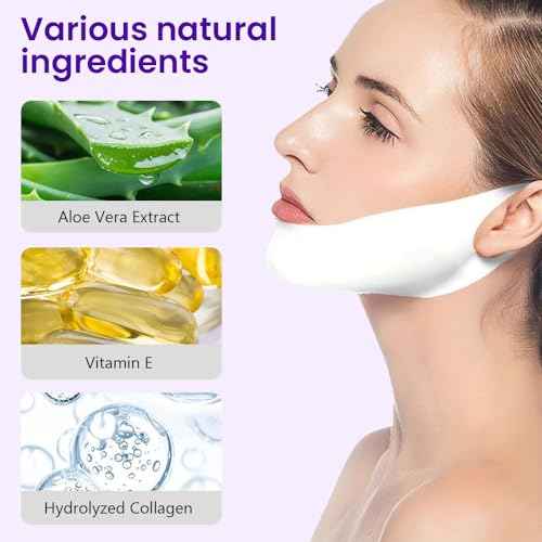 Kaely 8Pcs V Line Lifting Mask,Double Chin Mask,Chin Strap for Double Chin for Women,Face Lift Masks with Collagen,Hydrating Anti-aging