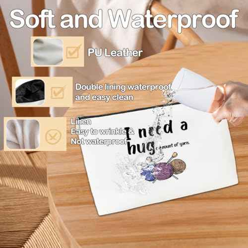 JioJio Chan Crochet Women Makeup Bag, I Need a Huge Amount of Yarn, Yarn Knitting Supply, Crochet Gift Knitting Accessory and Gadget, Beach Bags