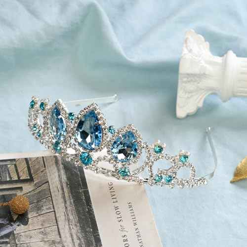 Princess Crown Girls Crystal Tiara Sparkle Gold Crown Halloween Cosplay Hair Accessories Girls Tiara Wedding Tiara for Sweet Birthday Gifts