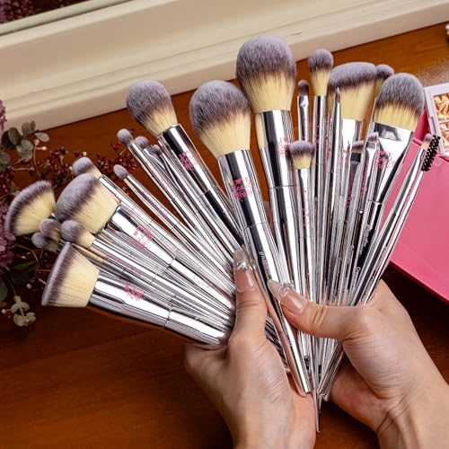 Bueart Design Christmas Gift 26Pcs Pro Makeup Brushes Set with Ultra Soft Dense Hair,Premium Quality Professional Make up Brushes For Foundation,Contour,Blush,Powder Makeup