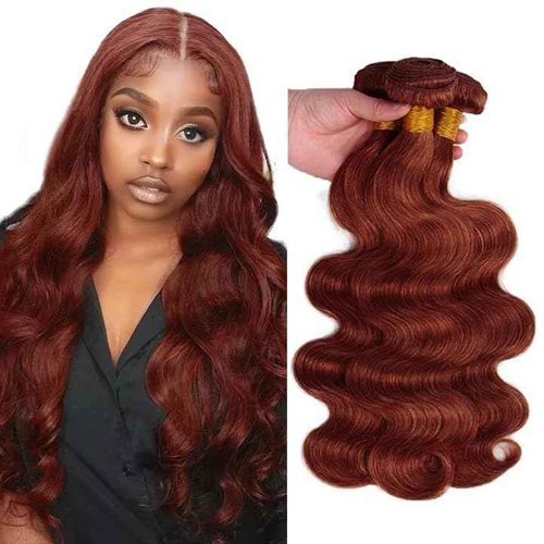 Copper Bundles Human Hair Reddish Brown Body Wave Bundles Hair Extensions 30 30 30 Inch Grade 8A Brazilian Virgin Remy Hair 3 Bundles Double Weft Color #33 Bundles Hair Weave