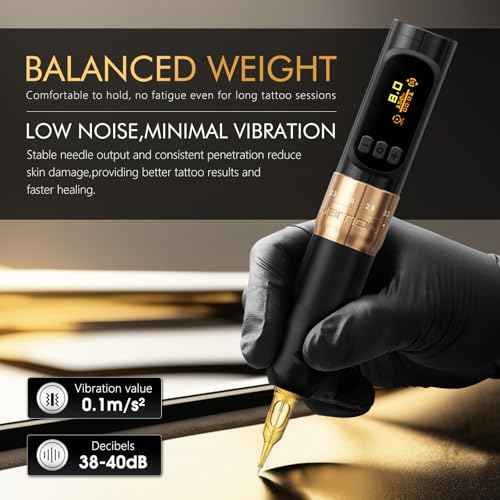 Ambition Sally 270 Rotary Tattoo Gun, Wireless Tattoo Machine with Adjustable Stroke 1300 mAh Battery 270 g.cm Torque Coreless Motor, Permanent Makeup Tattoo Pen for Eyebrow Eyeliner Lips SMP Artists