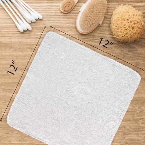 DecorRack 10 Pack 100% Cotton Wash Cloth, Luxurious Soft, 12 x 12 inch Ultra Absorbent, Machine Washable Washcloths, White (10 Pack)