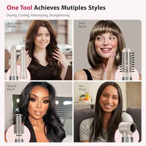 5 in 1 Hair Air Styler - Rotating Hair Dryer Brush 110000 RPM for Fast Drying & Hot-Air Automatic Wrap Curlers for Curling, Frizz-Free Blow Dryer Brush for Straightening Volumizing No Heat Damage