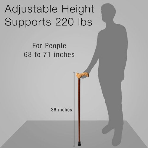 Elegant Wood Walking Stick for Men and Women - Classic Fashionable Derby Cane - 36 Inches