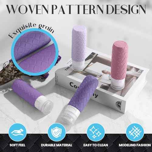 Travel Bottles for Toiletries, TSA Approved Silicone Travel Size Containers for Toiletries, BPA Free Leak Proof Refillable Essentials Accessories, Shampoo and Conditioner Bottles (Purple)