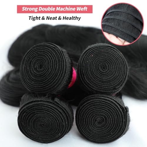 12A Human Hair Bundles Body Wave Bundles Human Hair 14 16 18 20 Inch 100% Unprocessed Brazilian Virgin Hair Body Wave 4 Bundles Human Hair Extensions for Women