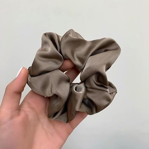 Tress 16 Silk Hair Ties Silk Scrunchies for Women Girls Fashion Hair Accessories Ponytail Holders Tie Scrunchies Hair Elastics No Damage 3pcs (Black/Brown/Mocha)