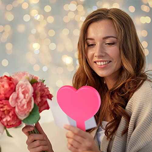 3 Pcs Handheld Heart Mirror Cute Plastic Heart Shaped Mirror with Handle Gifts for Women Her Birthday Party Favor Cosmetic Travel Makeup