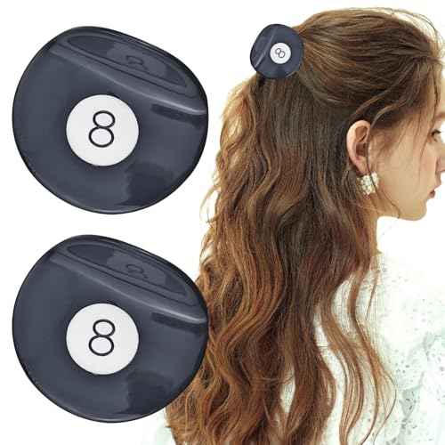 2 PCAK Black 8 Ball Golf Club Hair Claw Clip, Cute Acetate Hair Claw Fun Hair Barrettes Hair Accessories for Women Girls