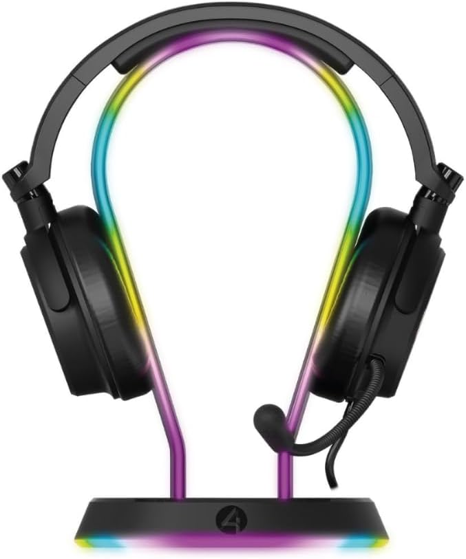 4Gamers Light Up Headset & Stand Bundle - Compatible with Gaming Consoles, PC, Mobile and Tablet